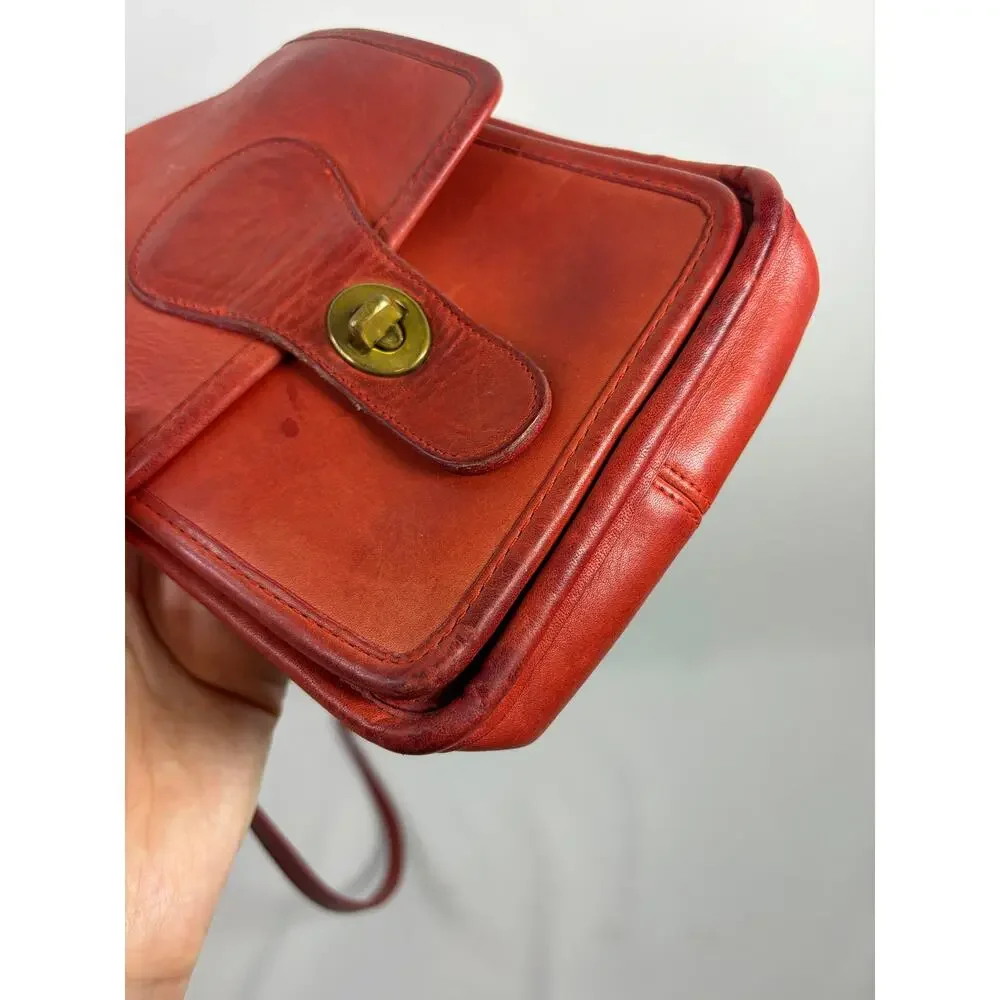 Vintage COACH Red Leather 5120 Small Shoulder Pouch (1983) Rare (no hang tag) - Picture 9 of 14